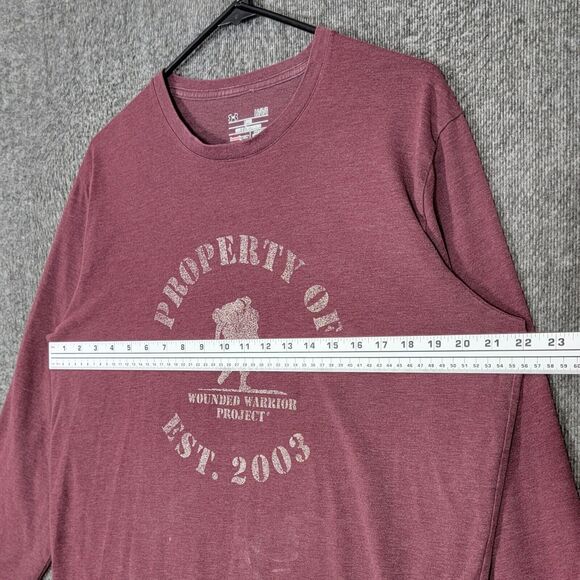 Under Armour T-Shirt Mens Large Maroon Wounded Warrior Project 3/4 Sleeve Loose - Picture 6 of 14
